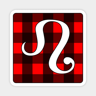 Leo Zodiac Horoscope Buffalo Plaid Square Monogram Magnet