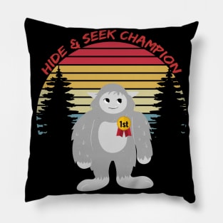 Hide & Seek Bigfoot Retro Sunset Funny Design Pillow