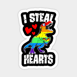 Dinosaur T Rex Lgbt Gay Pride Flag I Steal Hearts Men Boys Magnet