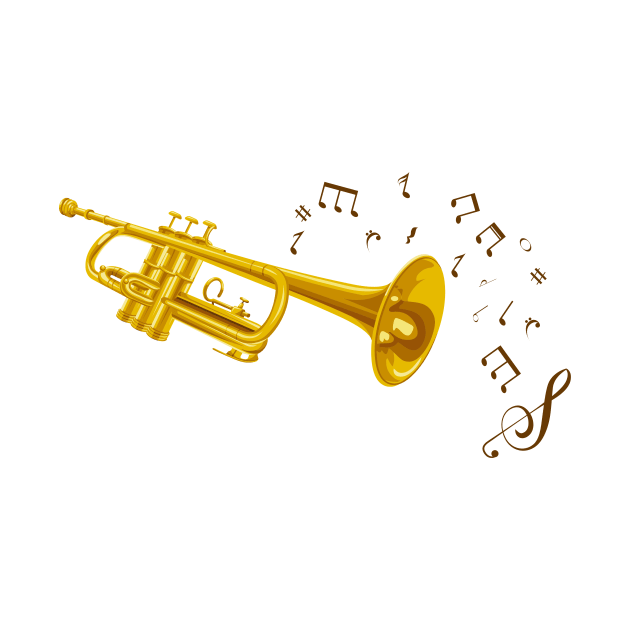 Jazz Trumpet Music Notes Musician by Foxxy Merch