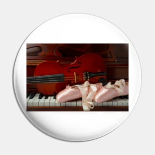 Pointe Shoes And Violin On Piano Pin