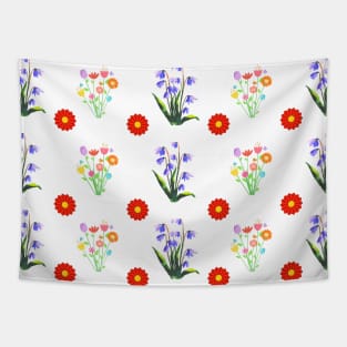 Blooming summer flowers seamless pattern Tapestry