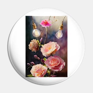 Watercolor steampunk flowers Pin