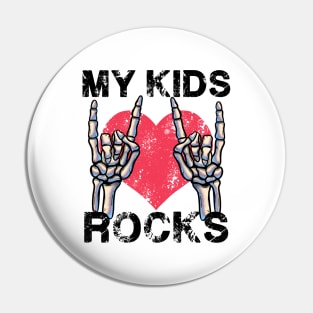 My Kids Rocks Let's Rock Mother Vintage Retro Father Concert Pin