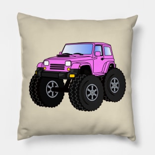 Pink monster truck cartoon illustration Pillow