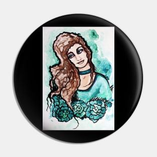 Turquoise Jaded Girl Pin