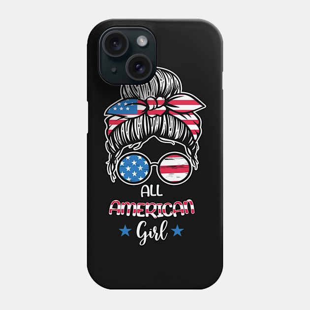 All American Girls 4th of July Messy Bun Phone Case by ssflower