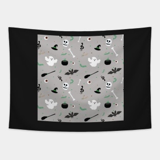 Gray Halloween Pattern Tapestry