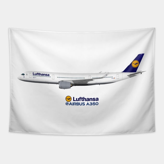 Illustration of Lufthansa Airbus A350 Tapestry by SteveHClark