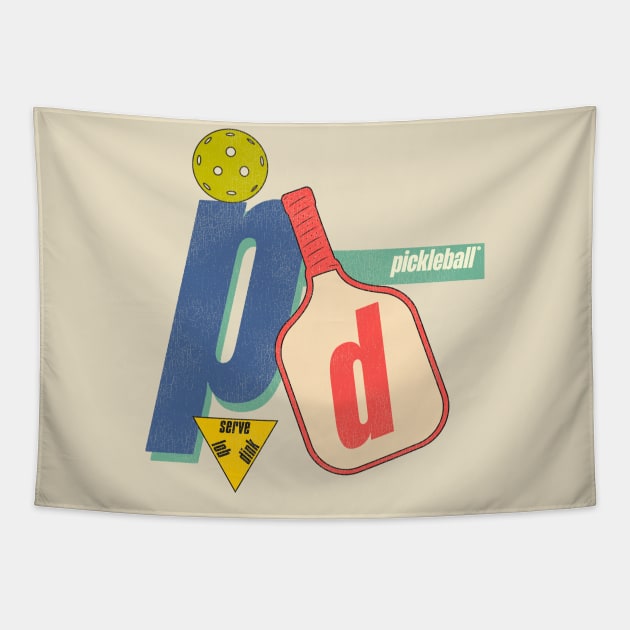 Pickleball 90s Style Graphic Tapestry by darklordpug