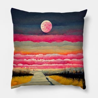 aesthetic sky with full moon Pillow