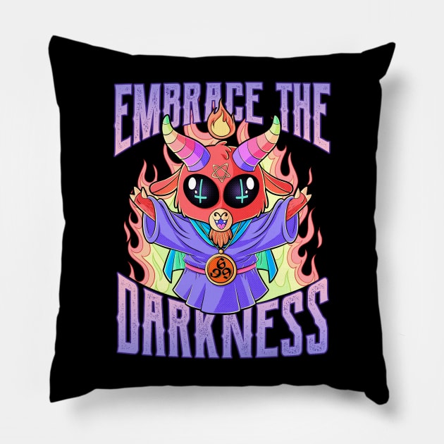 Cute chibi Satan Loves you. Embrace the Darkness 666% from Hell Pillow by Juandamurai