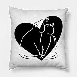 Black and white cats in love Pillow