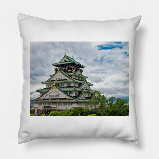 Osaka Castle in Japan Pillow by Offiinhoki