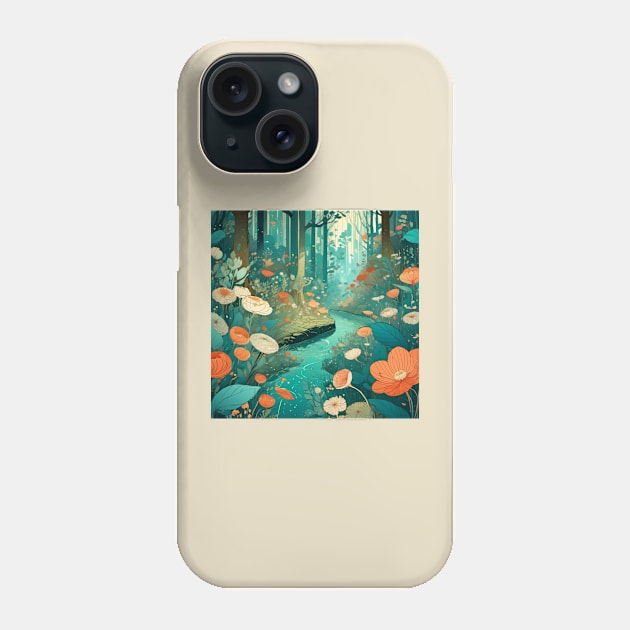 Coral and teal forrest Phone Case by Legendary Goods