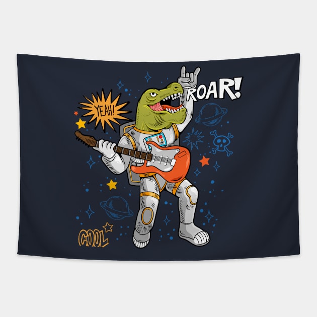 dinosaur astronaut roar Tapestry by Mako Design 