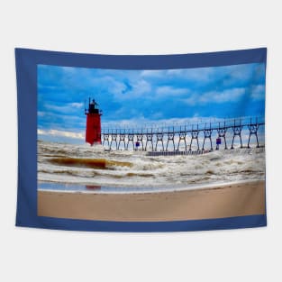 "Turbulent" - South Haven Lighthouse Tapestry