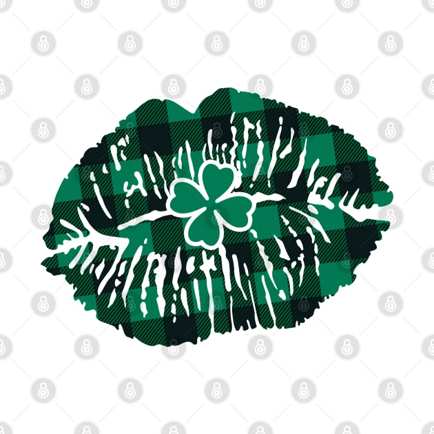 Checkered Clover Pouty Lips Shamrock Irish - St. Patrick's Day Gift For Men & Women by Art Like Wow Designs