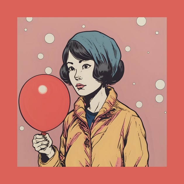 Handsome Asian Woman with Balloon by KOTYA