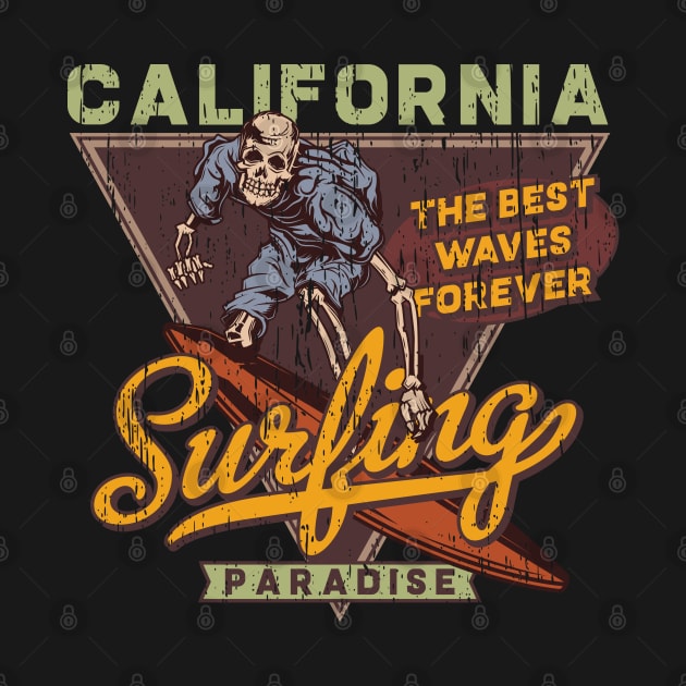 California Surfing summer waves skeleton by SpaceWiz95