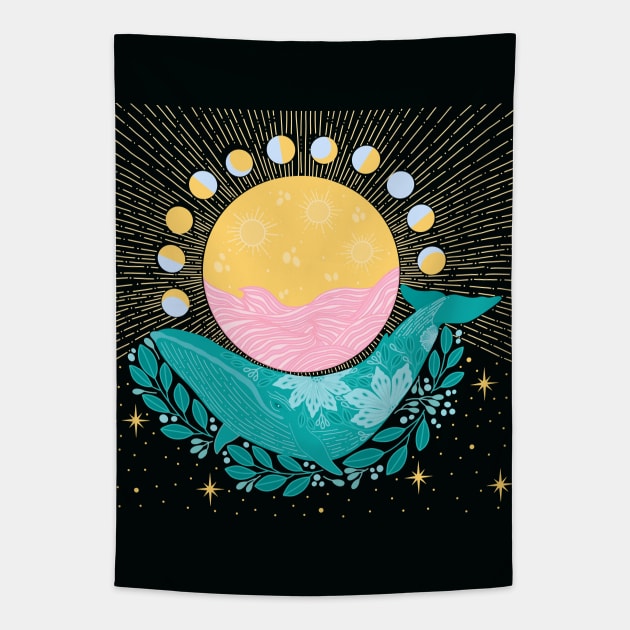 Mystic Whale Tapestry by Shreyasi