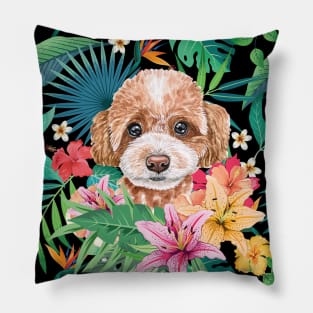 Tropical Red White Toy Poodle Pillow