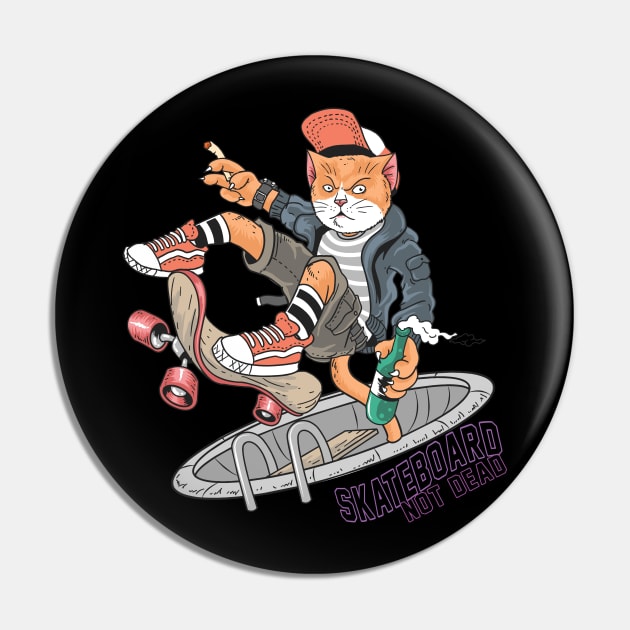 Skateboarding Cat Pin by letnothingstopyou