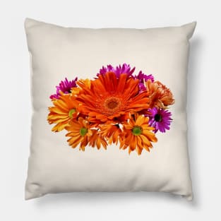 Daisies - Mixed Bouquet With Gerbera Daisy and Mums Pillow