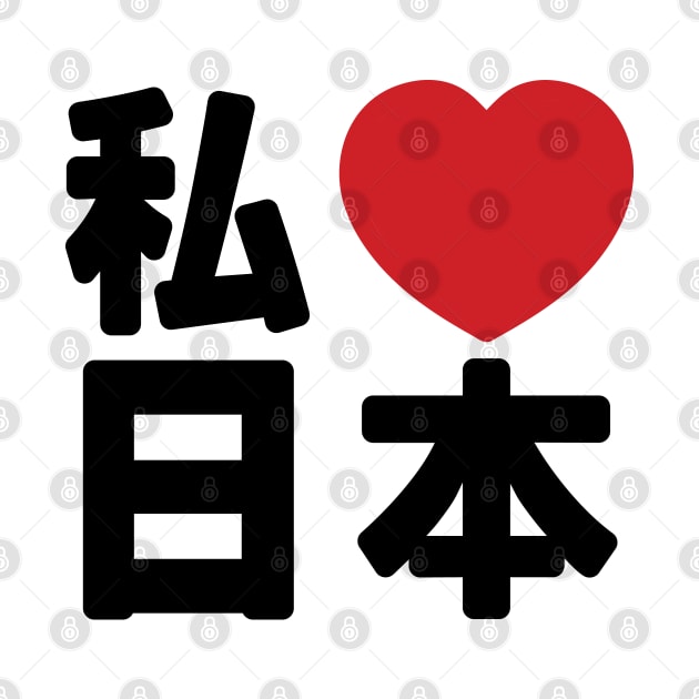 I Heart [Love] Japan 日本 [Nihon / Nippon] // Nihongo Japanese Kanji by tinybiscuits