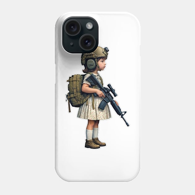 The Little Girl and a Toy Gun Phone Case by Rawlifegraphic