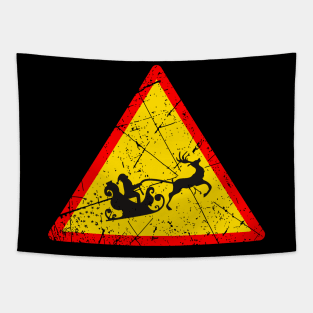 Warning Christmas Sign Tapestry