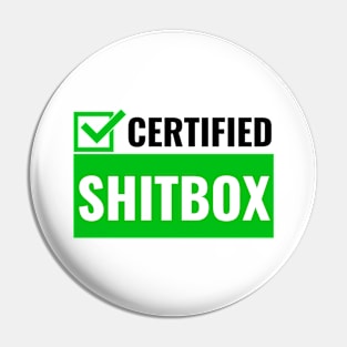 Certified Shitbox - Green Checkbox Design Pin