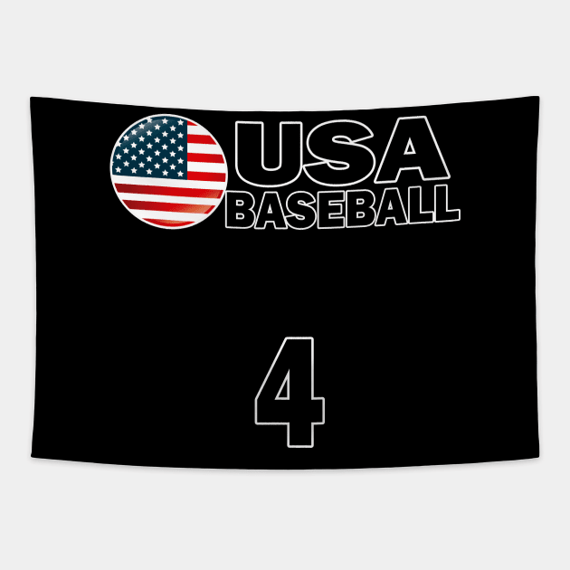 USA Baseball Number 4 T-shirt Design Tapestry by werdanepo