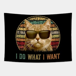 Retro Meowy cat i do what i want Funny Cat Tapestry