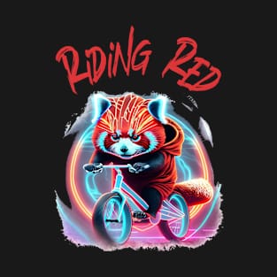 Red Panda Riding A Bike Riding Red T-Shirt