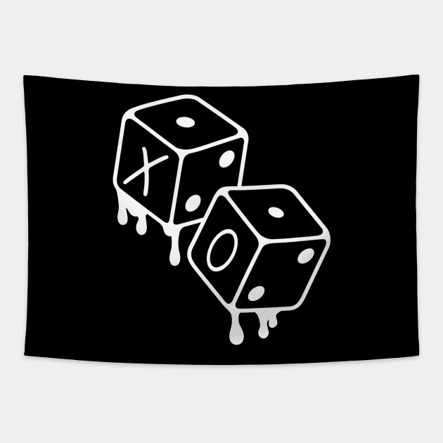 XO Dice Weekend White Outline Tapestry by Disocodesigns