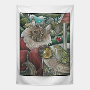 The Frog Princess Cat - Black Outlined Version Tapestry