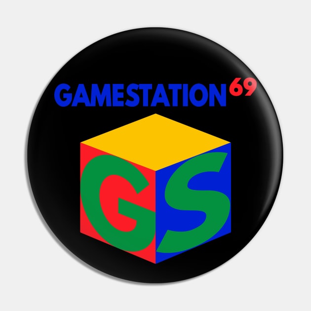 GameStation 69 Video Game System 90's 2000's Knock Off Brand Logo Parody  (Version 2) - Video Game - Pin