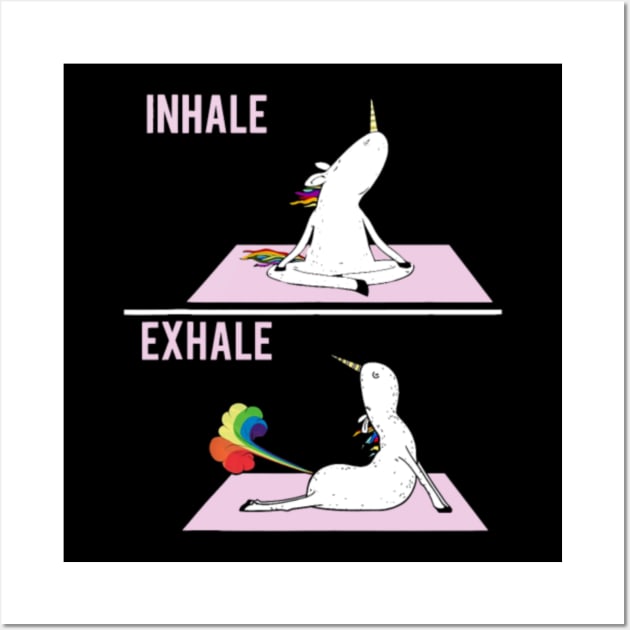 INHALE EXHALE Funny Farting Unicorn Yoga Meme Gift' Women's T-Shirt