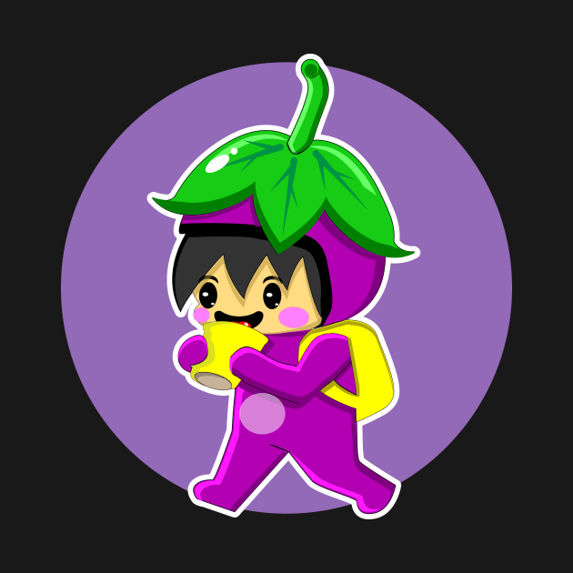 cute and funny eggplant cartoon character by wari93