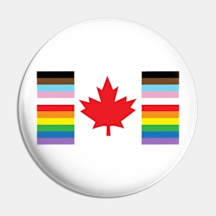 Canadian Pride flag design with maple leaf and pride rainbow Pin