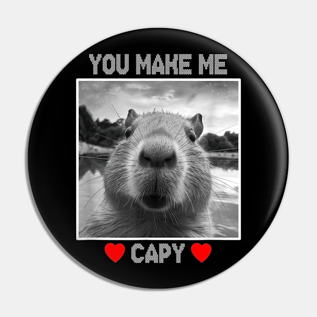 You Make Me Capy Happy valentine's day Capybara Pin by Drawings Star