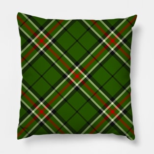 Green, Black, Red and White Tartan Pattern Rotated Pillow