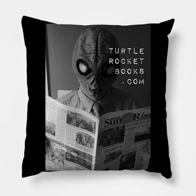 Turtle Rocket Books alien Pillow by turtlerocketbooks1