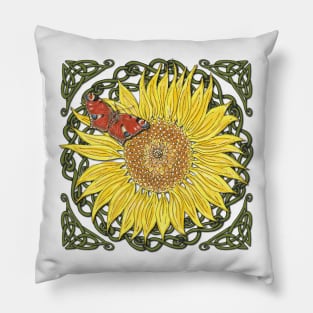 Celtic Sunflower & Peacock Butterfly Pillow