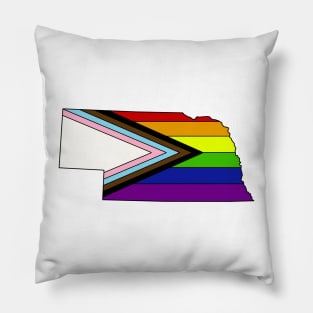 Progress pride flag - Nebraska Pillow