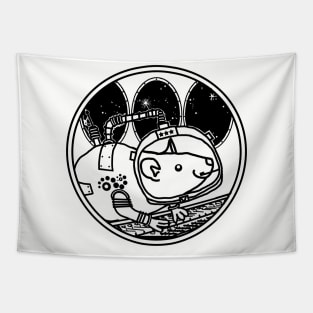 Space Rat in Spaceship Sci Fi Line Drawing Tapestry