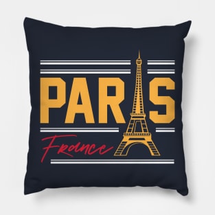 Retro Paris Eiffel Tower Word Art Vintage France Pillow