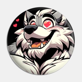 Lovestruck Werewolf Cute Anthro Furry Art Pin