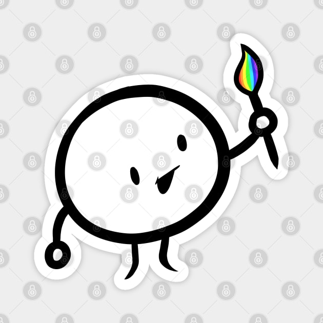 Happy Cute Rainbow Painting Brush Magnet by Zeeph